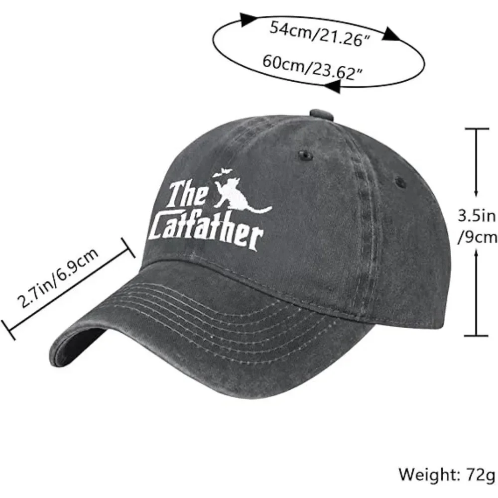 Unisex Black 100% Cotton Cat Dad Embroidery Adjustable Classic Baseball Caps